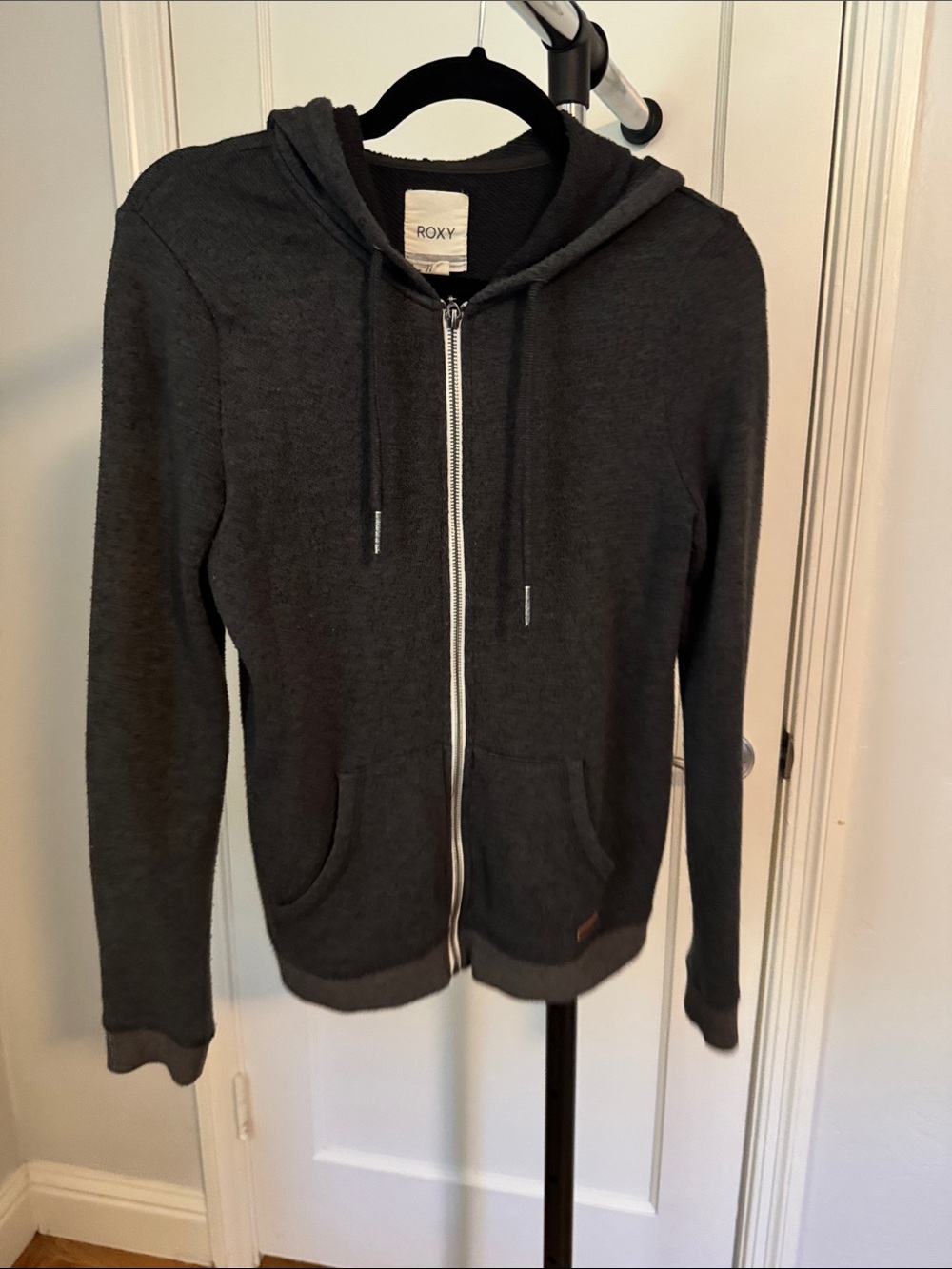 Roxy Dark Gray Full-Zip Lightweight Hoodie